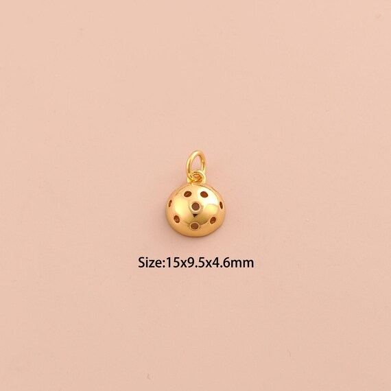 18K Gold Pickle Ball Charms,Sports Charms Pendants,Ball Charm for DIY Jewelry Making Supply