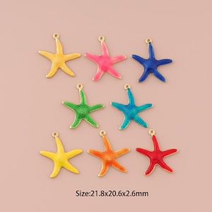 18K Gold Starfish Charms,Enamel Minimalist Charms Pendants,Starfish Charm for DIY Jewelry Making Supply
