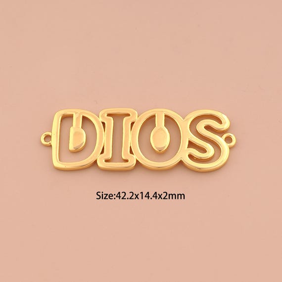 18K Gold DIOS Connector,Letter Connector Charms,DIOS Connector for DIY Jewelry Making Supply