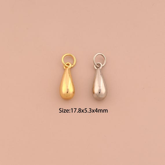 18K Gold Water Drop Charms,Tear Drop Charms Pendants,Water Drop Charm for DIY Jewelry Making Supply