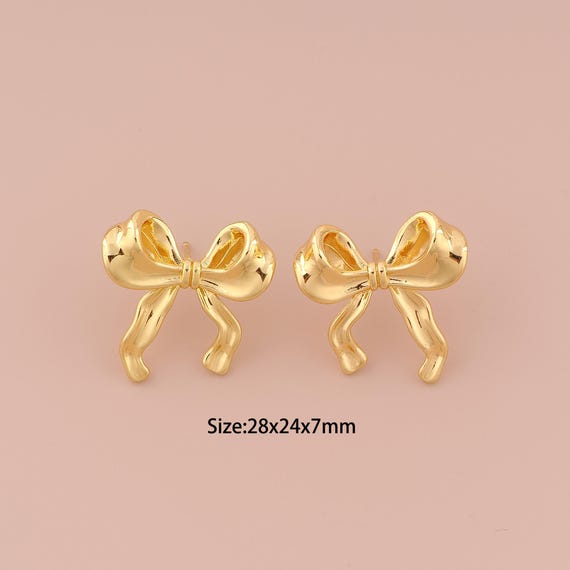 18K Gold Bow Stud Earrings,Minimalist Stud Earrings,Bow Stud Earrings,Hypoallergenic Stud Earrings,Gift for Her