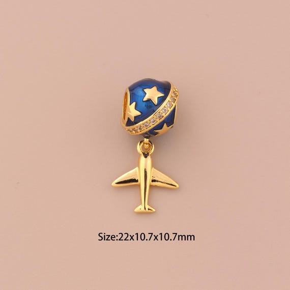 18K Gold Saturn Charms,CZ Pave Star Charms Pendants,Enamel Airphone Charm for DIY Jewelry Making Supply