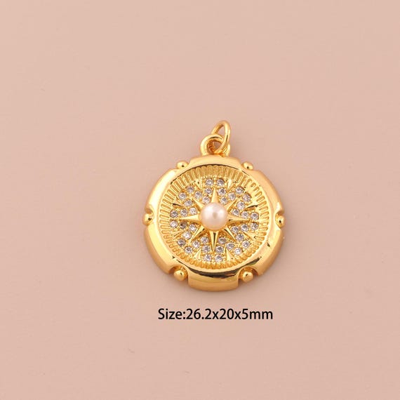 18K Gold Polaris Charms,CZ Pave Polaris Charms Pendants,Polaris Charm for DIY Jewelry Making Supply