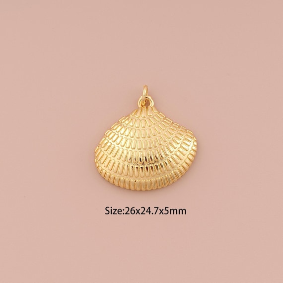 18K Gold Shell Charms,Minimalist Charms Pendants,Shell Charm for DIY Jewelry Making Supply