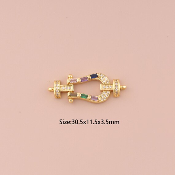 18K Gold U Connector,CZ Pave Minimalist Connector Charms,U Connector for DIY Jewelry Making Supply