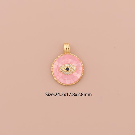 18K Gold Evil Eye Charms,CZ Pave Minimalist Charms Pendants,Devil Eye Charm for DIY Jewelry Making Supply