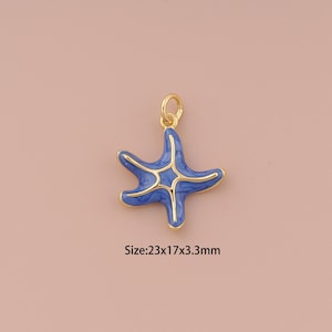 18K Gold Starfish Charms,Enamel Minimalist Charms Pendants,Starfish Charm for DIY Jewelry Making Supply