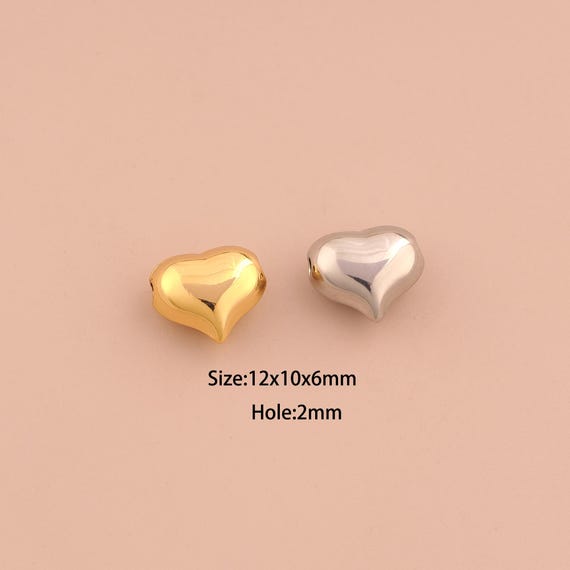 18K Gold Heart Spacer Bead,Love Bead,Heart Bead for DIY Jewelry Making Supply