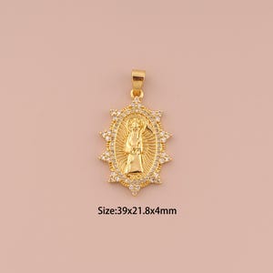 18K Gold Santa Muerte Charms,CZ Pave Minimalist Charms Pendants,Santa Muerte Charm for DIY Jewelry Making Supply