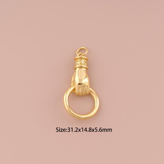18K Gold Hand Charms,Minimalist Charms Pendants,Round Charm for DIY Jewelry Making Supply