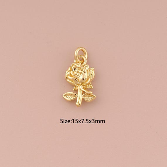 18K Gold Flower Charms,Minimalist Charms Pendants,Flower Charm for DIY Jewelry Making Supply