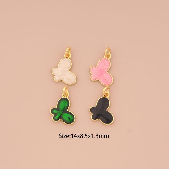 18K Gold Butterfly Charms,Enamel Butterfly Charms Pendants,Butterfly Charm for DIY Jewelry Making Supply