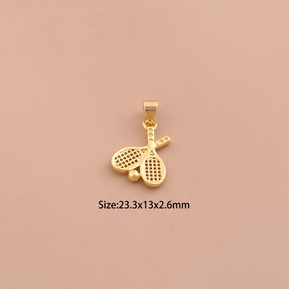 18K Gold Racket Charms,Sports Charms Pendants,Racket Charm for DIY Jewelry Making Supply