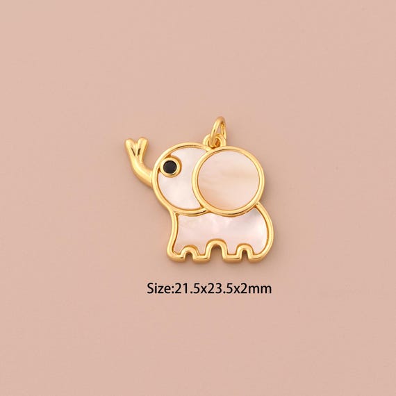 18K Gold Elephant Charms,Fritillary Animal Charms Pendants,Elephant Charm for DIY Jewelry Making Supply