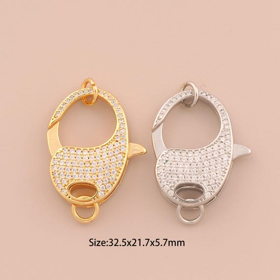 18K Gold Lobster Clasp,CZ Pave Lobster Clasp,Lobster Clasp for DIY Jewelry Making Supply