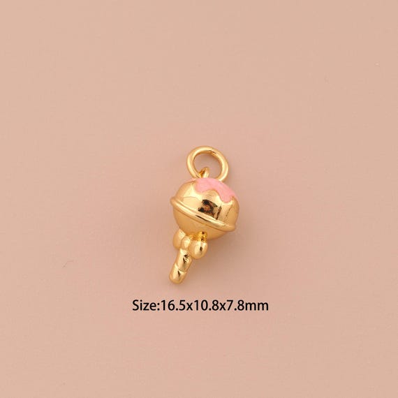 18K Gold Lollipop Charms,Minimalist Charms Pendants,Lollipop Charm for DIY Jewelry Making Supply