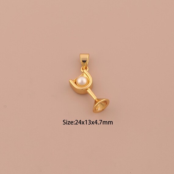 18K Gold Goblet Charms,Wine Glass Charms Pendants,Goblet Charm for DIY Jewelry Making Supply