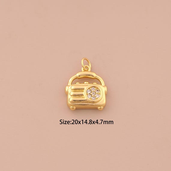 18K Gold Radio Charms,CZ Pave Radio Charms Pendants,Radio Charm for DIY Jewelry Making Supply