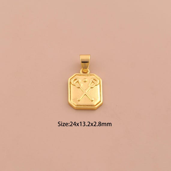 18K Gold Lacrosse Charms,Sports Charms Pendants,Lacrosse Charm for DIY Jewelry Making Supply