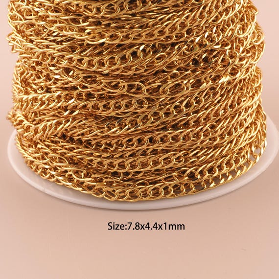 3.28 Feet 18K Gold Curb Chain,Special Chain,Semi-Finished Chain for DIY Jewelry Making Supply