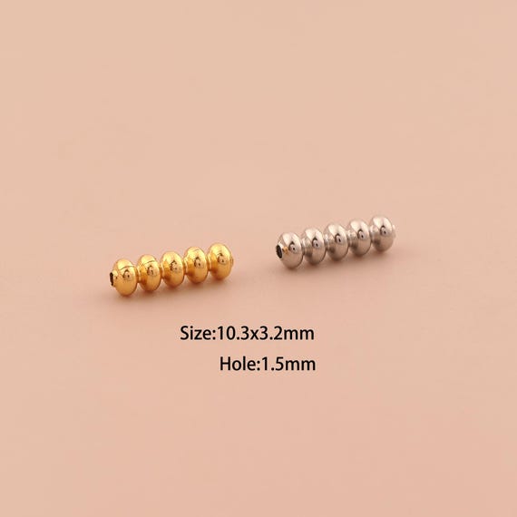18K Gold Beaded Spacer Bead,Tube Bead,Beaded Bead for DIY Jewelry Making Supply