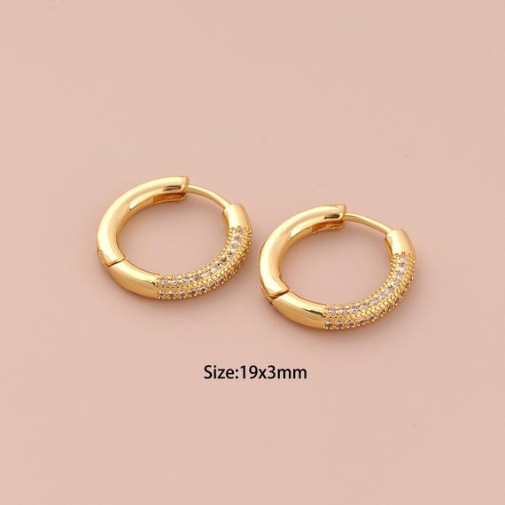 18K Gold Hoop Earrings,CZ Pave Hugging Hoop Earrings,Hoop Earrings,Hypoallergenic Hoop Earrings,Gift for Her