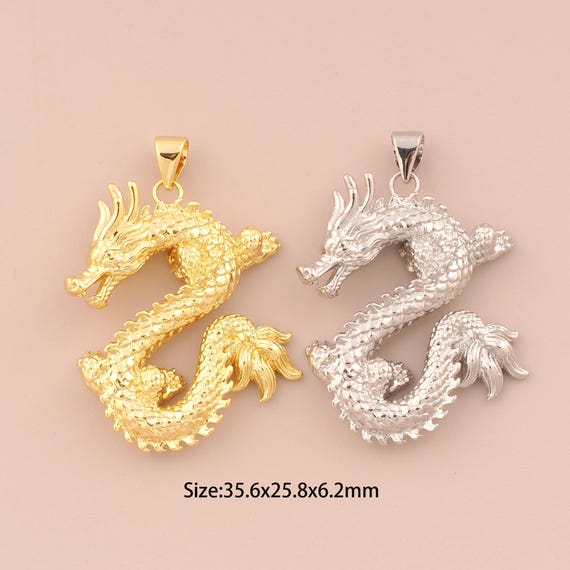 18K Gold Dragon Charms,Dragon Charms Pendants,Dragon Charm for DIY Jewelry Making Supply