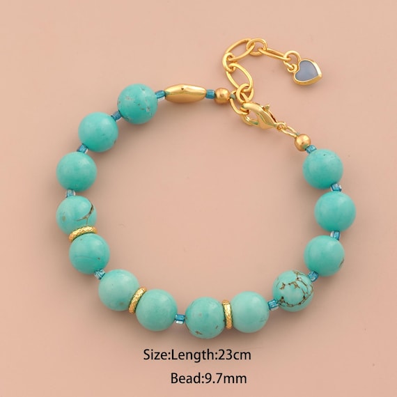1 Str 18K Gold Turquoise Bracelet,Round Bracelet,Ball Bracelet,Gift for Her