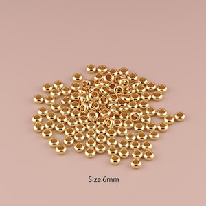 50 pcs 18K Gold Wheel Spacer Bead,Minimalist Bead,Round Flat Bead for DIY Jewelry Making Supply