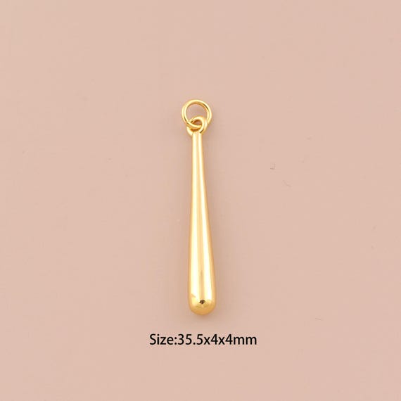 18K Gold Baseball Bat Charms,Baseball Bat Charms Pendants,Minimalist Charm for DIY Jewelry Making Supply