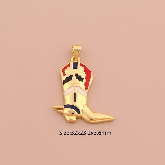 18K Gold Knight Boot Charms,Enamel Knight Charms Pendants,Knight Boot Charm for DIY Jewelry Making Supply