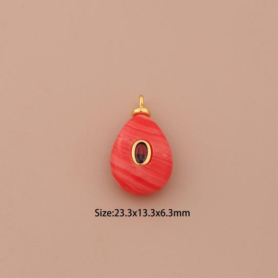 18K Gold Energy Stone Charms,Natural Stone Charms Pendants,Stone Charm for DIY Jewelry Making Supply