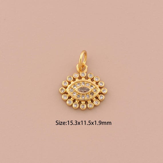18K Gold Evli Eye Charms,CZ Pave Devil Eye Charms Pendants,Eye Charm for DIY Jewelry Making Supply