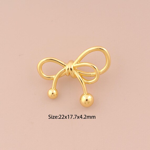 18K Gold Bow Charms,Minimalist Charms Pendants,Bow Charm for DIY Jewelry Making Supply
