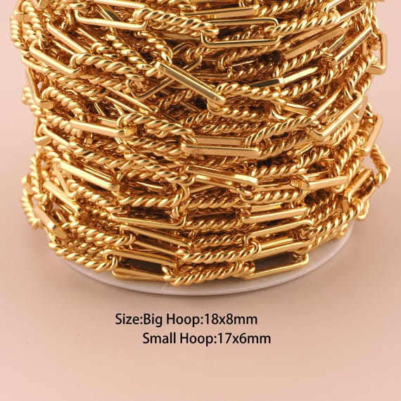 3.28 Feet 18K Gold Twist Chain,Special Chain,Semi-Finished Chain for DIY Jewelry Making Supply