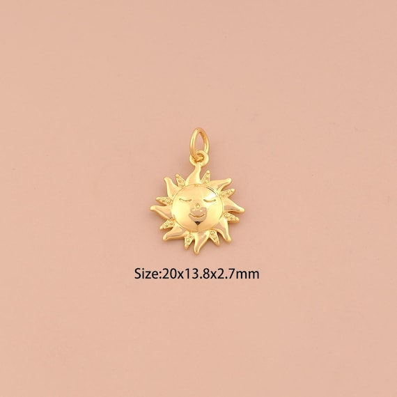 18K Gold Sun Charms,Celestial Charms Pendants,Sunburst Charm for DIY Jewelry Making Supply
