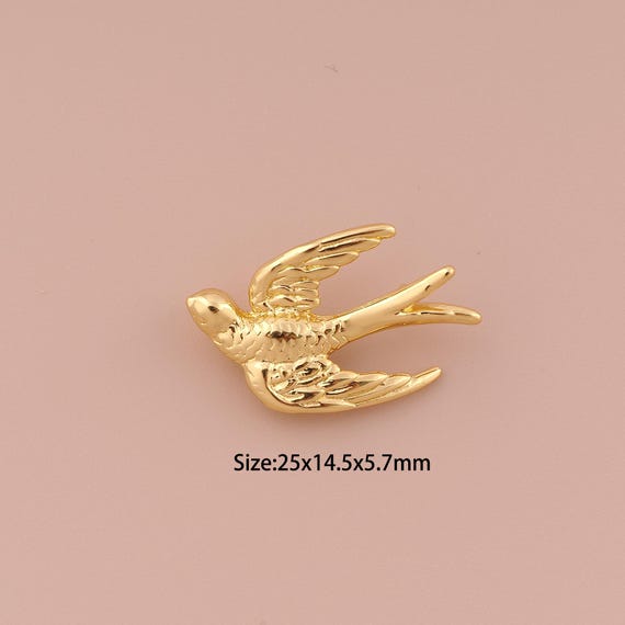 18K Gold Bird Charms,Minimalist Charms Pendants,Bird Charm for DIY Jewelry Making Supply