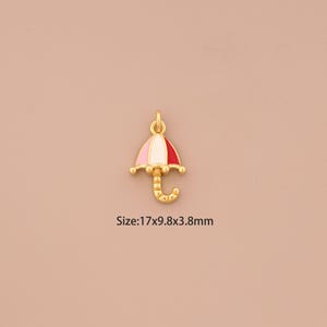 18K Gold Umbrella Charms,Enamel Umbrella Charms Pendants,Umbrella Charm for DIY Jewelry Making Supply