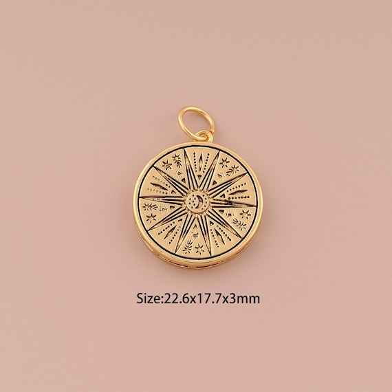 18K Gold Astrolabe Charms,Minimalist Charms Pendants,Astrolabe Charm for DIY Jewelry Making Supply