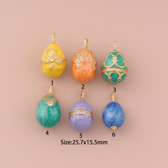 18K Gold Bow Charms,CZ Pave Minimalist Charms Pendants,Egg Charm for DIY Jewelry Making Supply