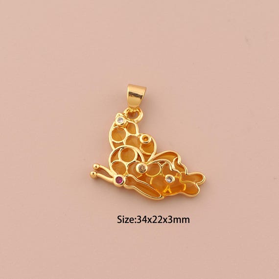 18K Gold Butterfly Charms,CZ Pave Minimalist Charms Pendants,Butterfly Charm for DIY Jewelry Making Supply
