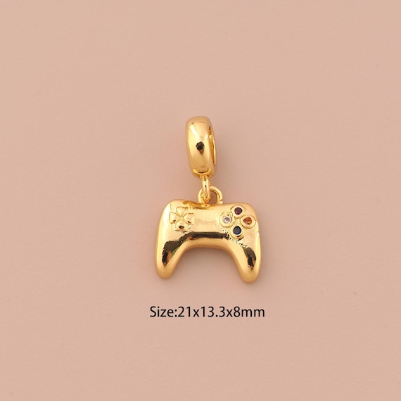 18K Gold Gamepad Charms,CZ Pave Gamepad Charms Pendants,Gamepad Charm for DIY Jewelry Making Supply