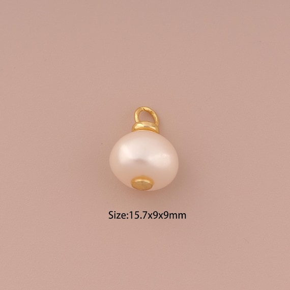 18K Gold Pearl Charms,Minimalist Charms Pendants,Round Charm for DIY Jewelry Making Supply