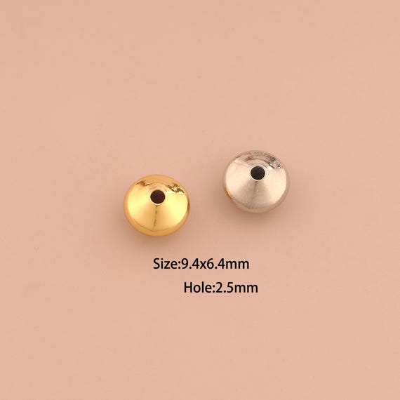 18K Gold Round Spacer Bead,Flat Bead,Round Flat Bead for DIY Jewelry Making Supply