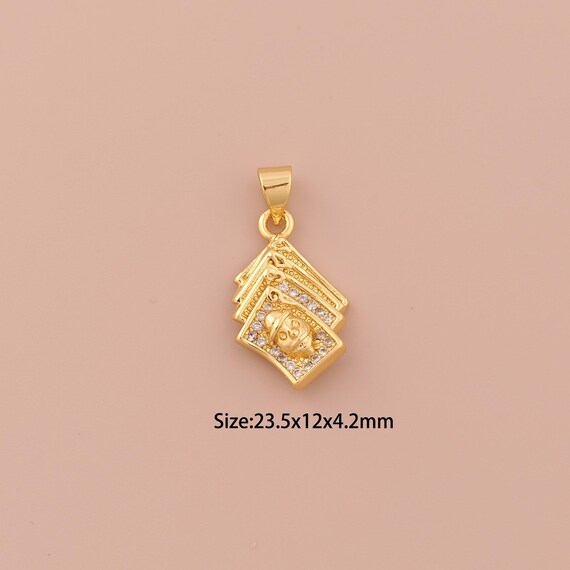 18K Gold Playing Card Charms,CZ Pave Minimalist Charms Pendants,Playing Card Charm for DIY Jewelry Making Supply