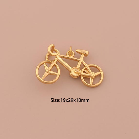 18K Gold Bicycle Charms,Bicycle Charms Pendants,Bicycle Charm for DIY Jewelry Making Supply