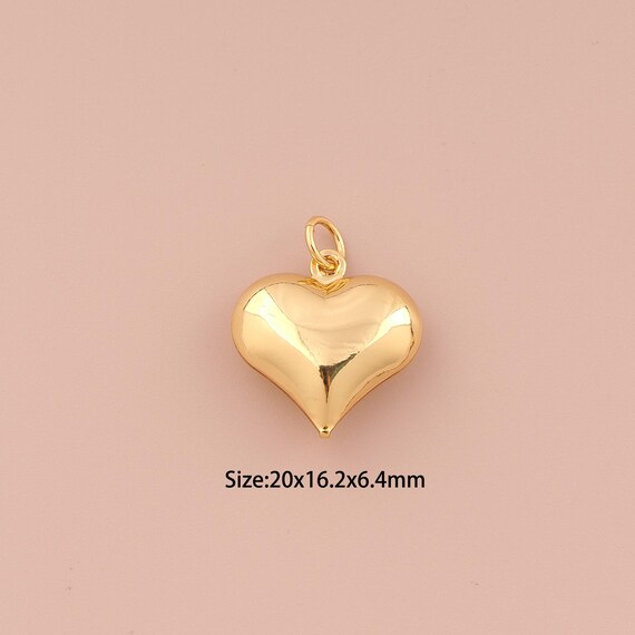 18K Gold Heart Charms,Minimalist Charms Pendants,Heart Charm for DIY Jewelry Making Supply