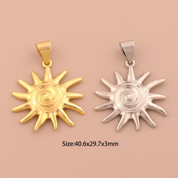 18K Gold Sun Charms,Celestial Charms Pendants,Sunburst Charm for DIY Jewelry Making Supply