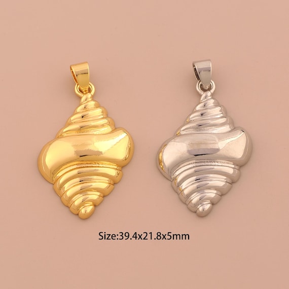 18K Gold Conch Charms,Conch Charms Pendants,Conch Charm for DIY Jewelry Making Supply