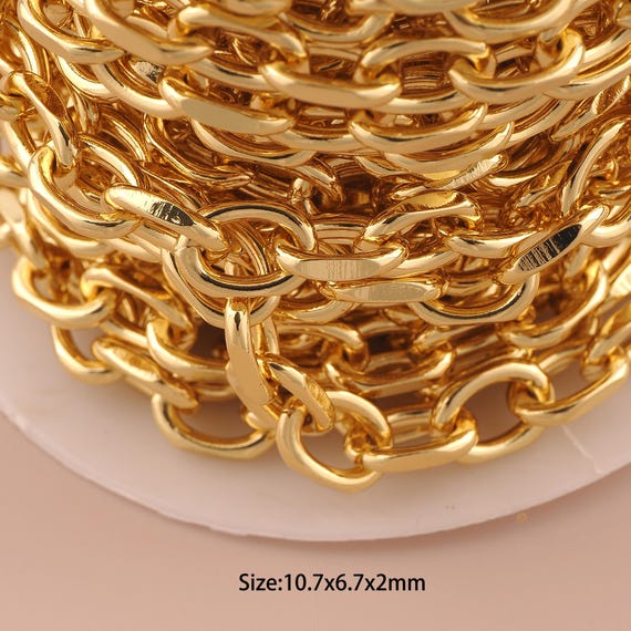3.28 Feet 18K Gold Cable Chain,Special Chain,Semi-Finished Chain for DIY Jewelry Making Supply